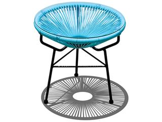 Harmonia Living Closeouts Acapulco Steel Woven Strap Round Glass Top End table/Ottoman
