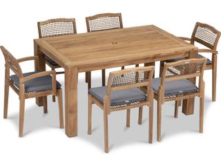 Harmonia Living Sands Teak 7 Piece Patio Dining Set