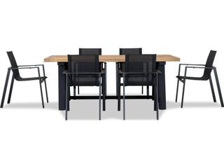 Harmonia Living Lift Aluminum Sling 7 Piece Reclaimed Teak Outdoor Dining Set