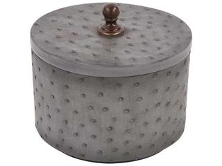 Howard Elliott Round Faux Ostrich Skin Decorative Box
