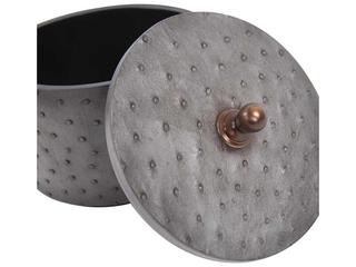 Howard Elliott Round Faux Ostrich Skin Decorative Box