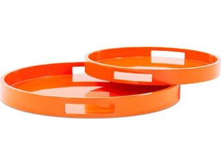 Saint Tropez Glossy Orange Round Serving Tray Set of 2