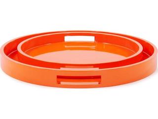 Howard Elliott Saint Tropez Glossy Orange Serving Tray Set of 2