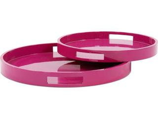 Saint Tropez Glossy Fuchsia Round Serving Tray Set of 2