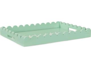 Scalloped Riviera Light Green Wood Serving Tray