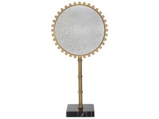 Howard Elliott Bellingham Antique Brass Round Tabletop Mirror