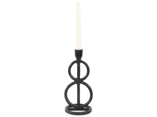 Howard Elliott Matte Black Double Circle Arman Candle Holder