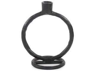 Howard Elliott Matte Black Single Circle Arman Candle Holder