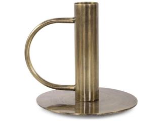 Howard Elliott Antiqued Gold Italo Tall Candle Holder with Handle