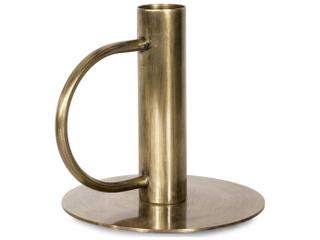 Howard Elliott Antiqued Gold Italo Tall Candle Holder with Handle