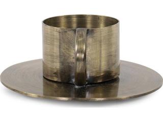 Howard Elliott Antiqued Gold Italo Short Candle Holder with Handle