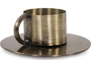 Howard Elliott Antiqued Gold Italo Short Candle Holder with Handle