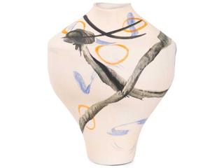 Howard Elliott Matte White Cleave Tapered Vase