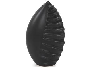 Howard Elliott Dierks Ribbed Matte Black Vase
