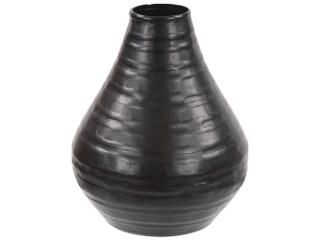 Chiseled Black Bell Vase with Textured Matte Finish