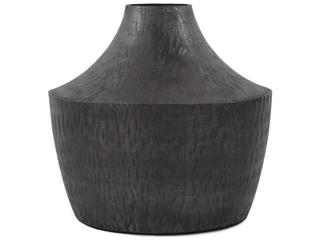 Howard Elliott Etched Crossways Graphite Curved Neck Vase