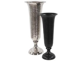Howard Elliott Hammered Matte Black Em Dash Flared Trumpet Vase