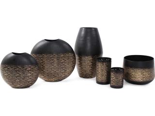 Howard Elliott Golden Thread Black Cask Vase