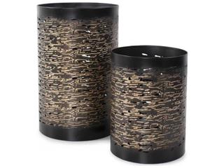 Howard Elliott Black Gold Cylindrical Candle Holder