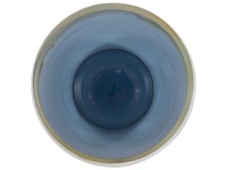 Howard Elliott Cyprus Blue Amber Wide Mouth Hand Blown Glass Vase