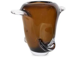 Howard Elliott Smokey Umber Flared Edged Glass Vase