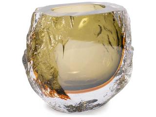 Howard Elliott Dusty Olive Crystalized Glass Vase