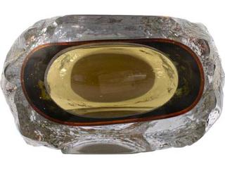 Howard Elliott Dusty Olive Crystalized Glass Vase