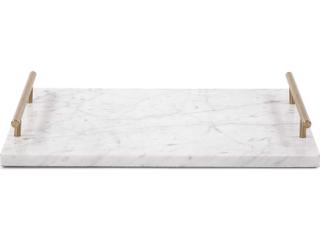 Howard Elliott White Gray Brass Serving Tray