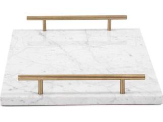 Howard Elliott White Gray Brass Serving Tray