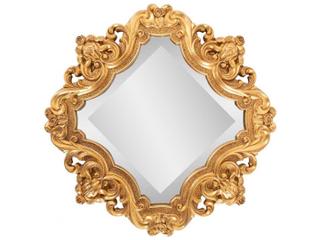 Howard Elliott French D' Amboise Antique Gold Square Wall Mirror
