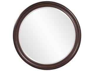 George Lacquered Chocolate Round Wall Mirror with Grooves