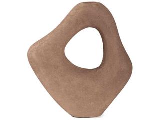 Saar Abstract Textured Aluminum Vase in Desert Sand Brown