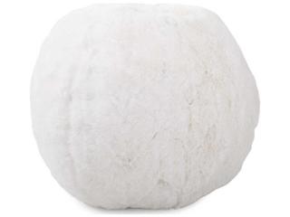 Angora Collection Round Faux Fur Accent Pillow in Natural
