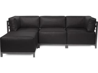 Howard Elliott Outdoor Axis Atlantis Black Fabric Cushion Ottoman
