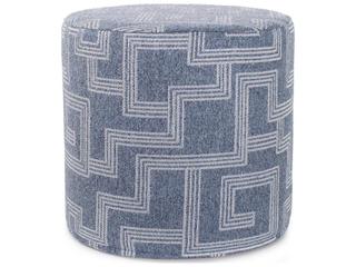 Syros No Tip Olefin Fabric Cushion Ottoman in Denim