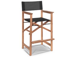 Director Wood Black Teak Sling Bar Stool