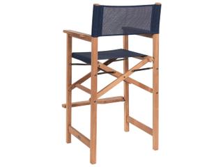 HiTeak Director Wood Blue Teak Sling Bar Stool