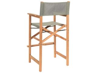HiTeak Director Wood Taupe Teak Sling Bar Stool