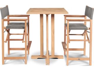 HiTeak Director Wood Taupe Teak Sling Bar Stool