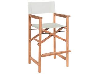 Director Wood White Teak Sling Bar Stool