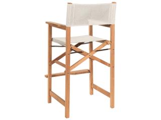 HiTeak Director Wood White Teak Sling Bar Stool