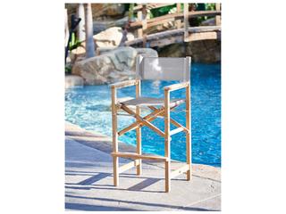 HiTeak Director Wood White Teak Sling Bar Stool