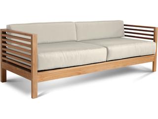 Summer Wood Canvas Teak Cushion Sofa