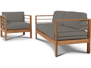 HiTeak Soho Wood Charcoal Teak Cushion Sofa