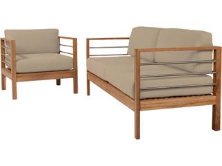 HiTeak Soho Wood Fawn Teak Cushion Sofa