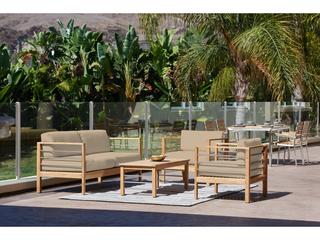 HiTeak Soho Wood Fawn Teak Cushion Sofa