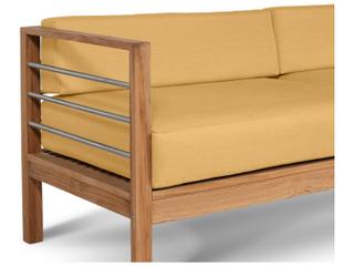 HiTeak Soho Wood Dupione Cornsilk Teak Cushion Sofa