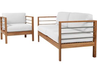 HiTeak Soho Wood White Teak Cushion Sofa