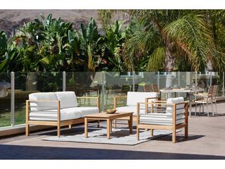 HiTeak Soho Wood White Teak Cushion Sofa