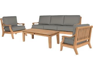 HiTeak Sonoma Wood Charcoal Teak Cushion Sofa